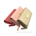 Dompet kulit dompet multilayer asli untuk wanita ritsleting